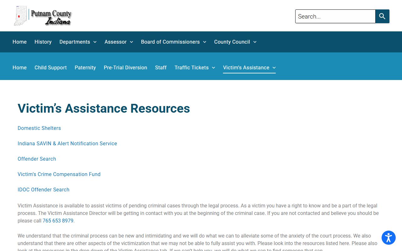 Putnam County criminal court records victim assistance
