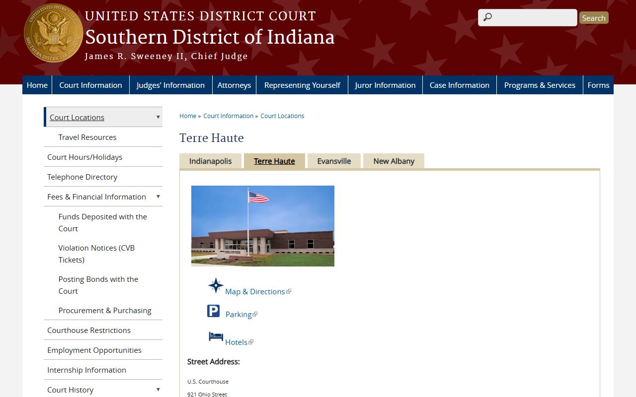 Putnam County Circuit Court records Terre Haute federal courthouse contrast