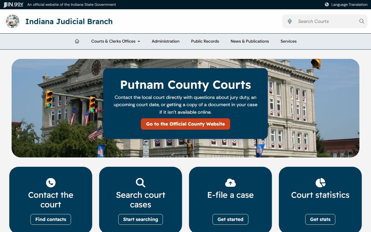 Putnam County court records Indiana Judicial Branch local page