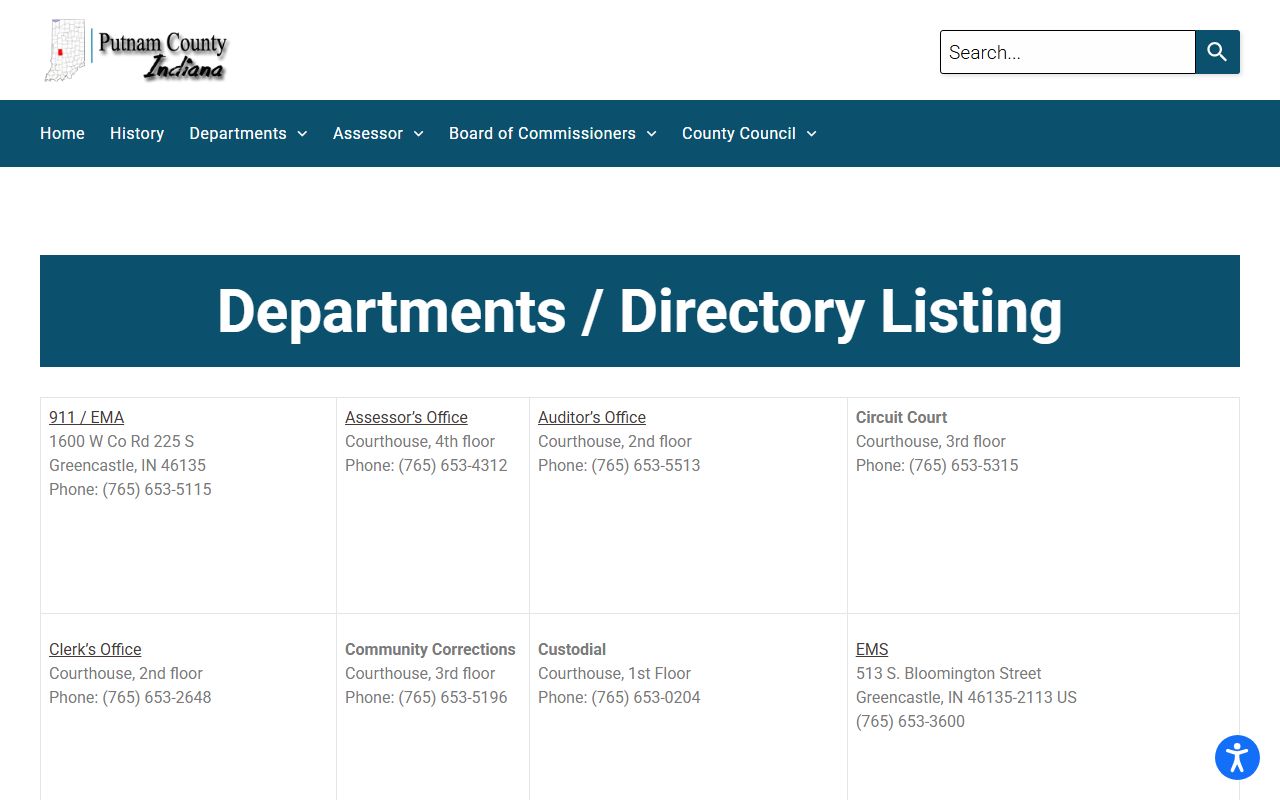 Putnam County inmate and court records department directory