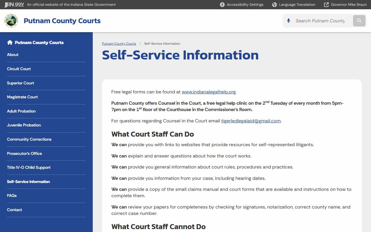 Putnam County traffic court records self service information