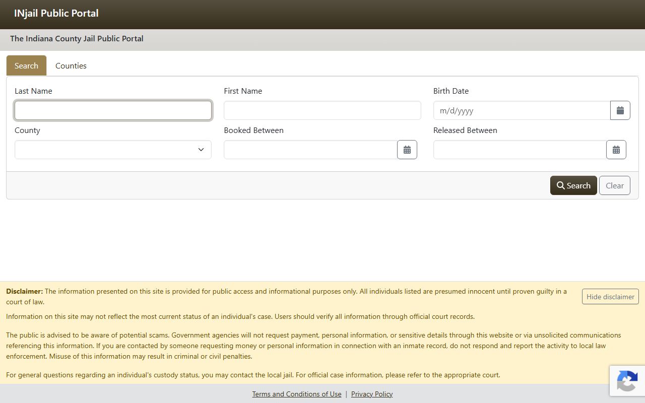 Putnam County inmate search Indiana County Jail Public Portal